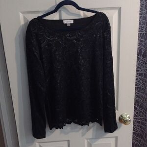 Calvin Klein Black Lace Long Sleeve Top